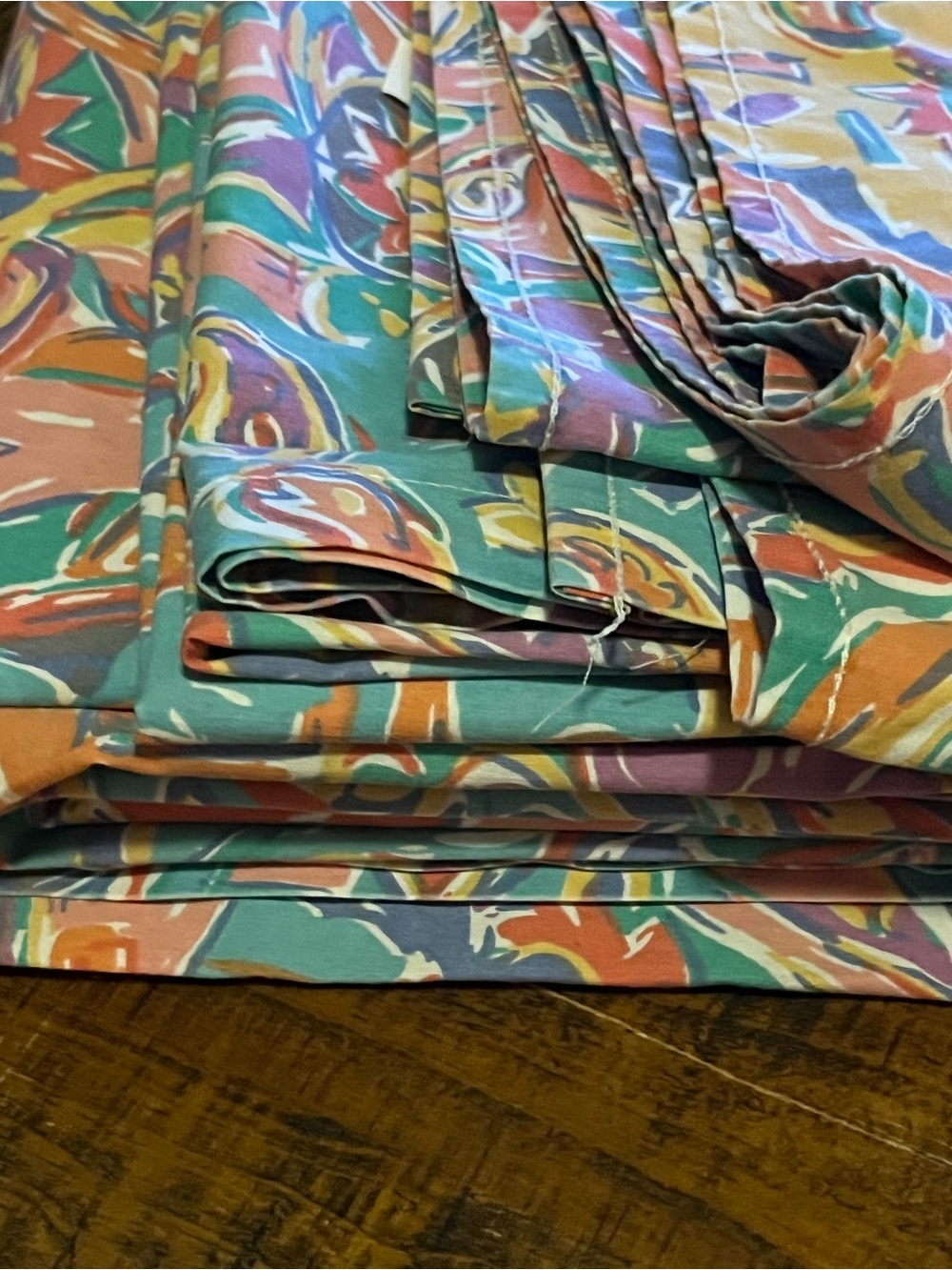 Martex Colorful Abstract Cotton Flat Sheet - Turquoise, Coral, Purple